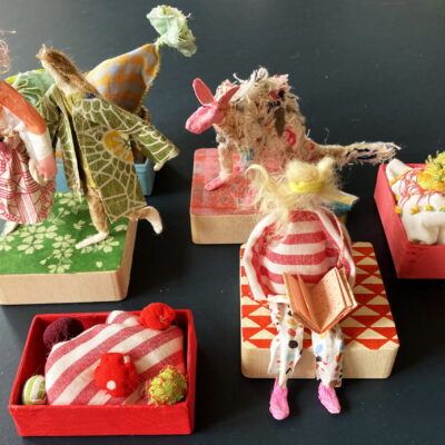 papierfigürchen, blumenkistchen